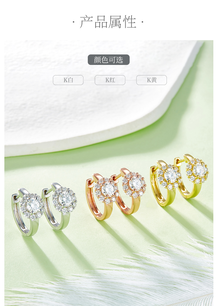 太阳花四爪耳环S925银莫桑钻厘石D级1.6CT - 2
